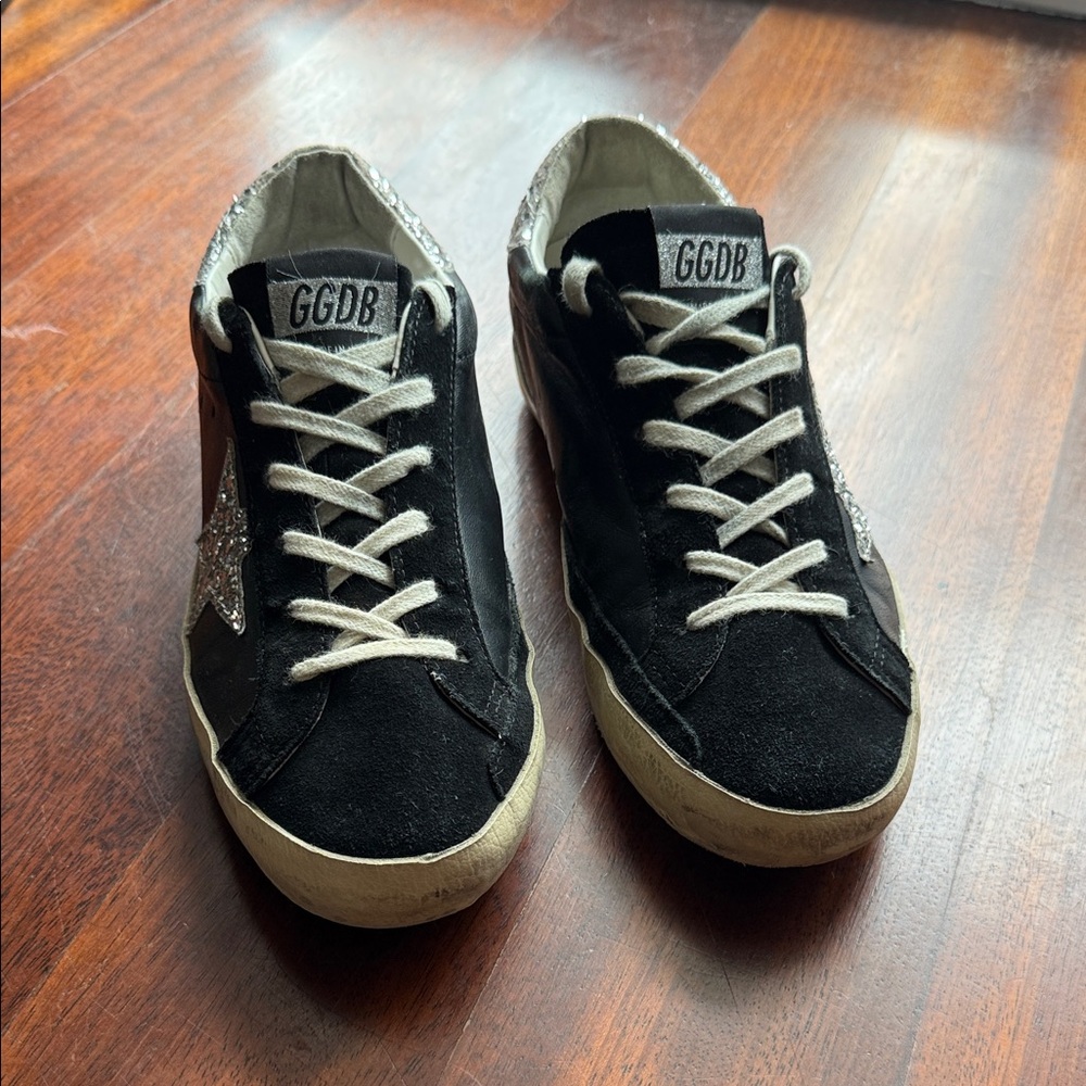 Golden Goose Limited Edition-Black & Silver Glitter StarWomen's Sneakers-Size 39 - Picture 10 of 15